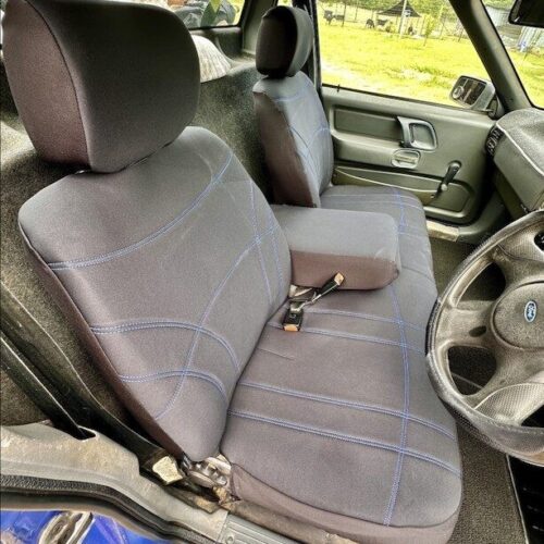 Seat covers fitted to a Ford Falcon