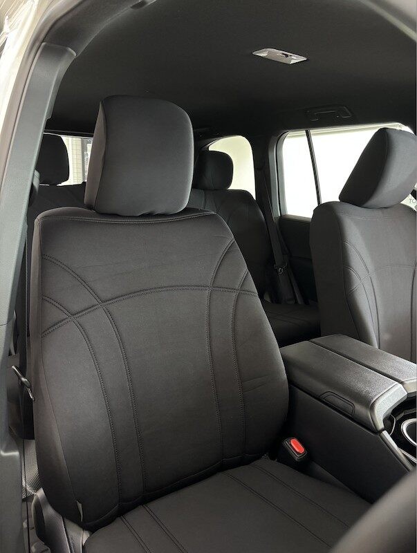 Toyota Landcruiser SUV Neoprene seat covers Neoprene seat covers fitted to a Toyota Landcruiser SUV