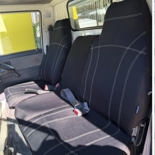 Daihatsu Delta Neoprene seat covers Neoprene seat covers fitted to a Daihatsu Delta