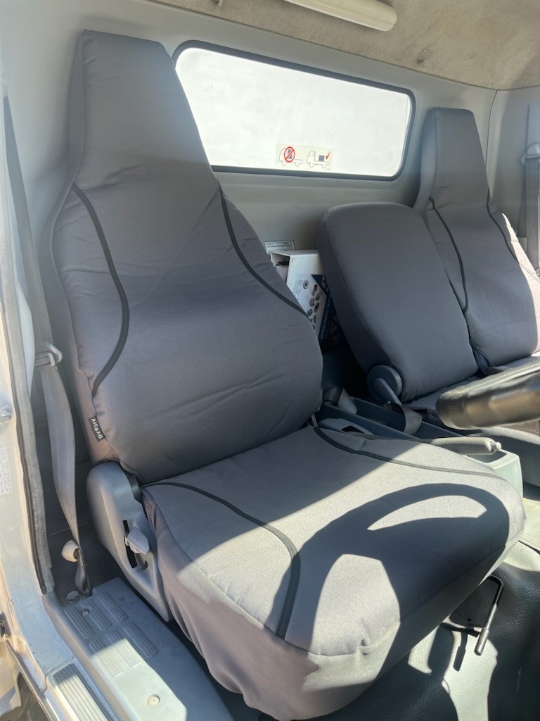 Mitsubishi Fuso Canter Poly Canvas seat covers Poly Canvas seat covers fitted to a Mitsubishi Fuso Canter