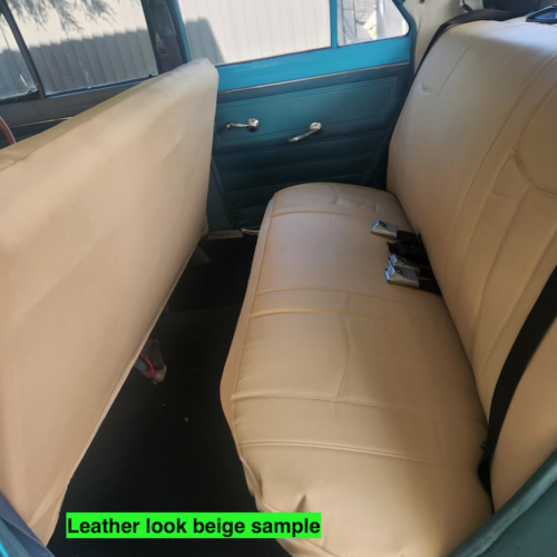 Seat covers fitted to a Holden Kingswood