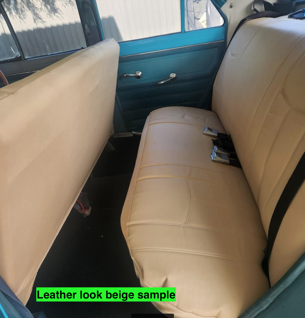 Seat covers fitted to a Holden Kingswood