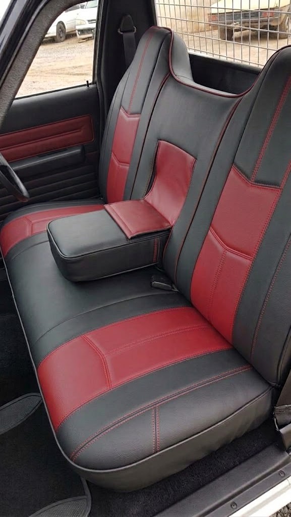 Seat covers fitted to a Holden Kingswood