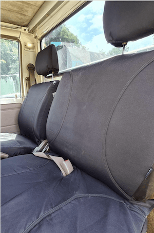 Toyota Landcruiser Ute Poly Canvas seat covers Poly Canvas seat covers fitted to a Toyota Landcruiser Ute