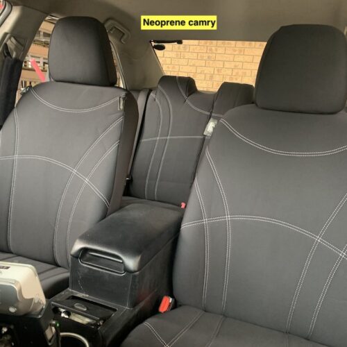 Neoprene seat covers fitted to a Toyota Camry