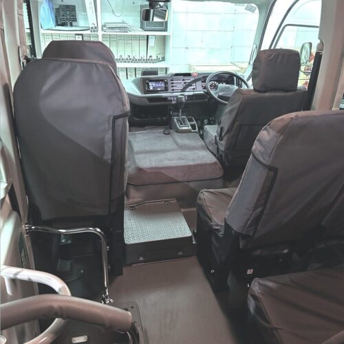 Poly Canvas seat covers fitted to a Toyota Coaster