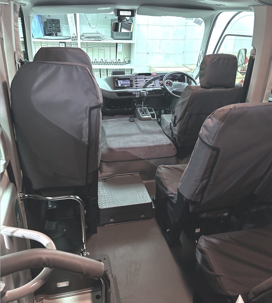 Poly Canvas seat covers fitted to a Toyota Coaster