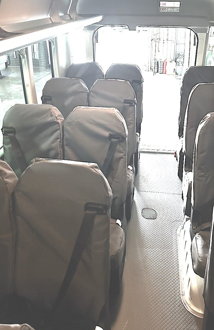 Poly Canvas seat covers fitted to a Toyota Coaster