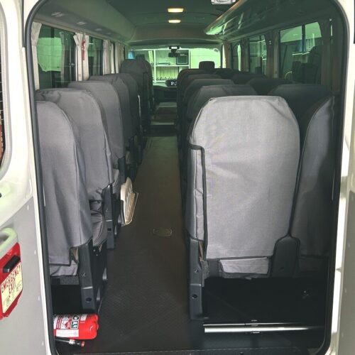 Poly Canvas seat covers fitted to a Toyota Coaster