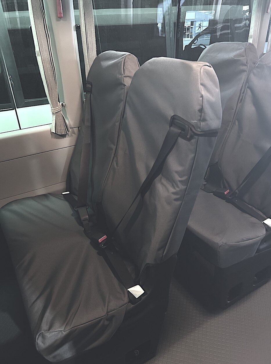 Poly Canvas seat covers fitted to a Toyota Coaster