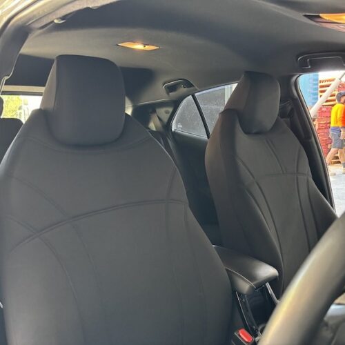 Neoprene seat covers fitted to a Toyota Corolla