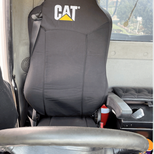 Caterpillar Canvas seat covers fitted to a Hino 500