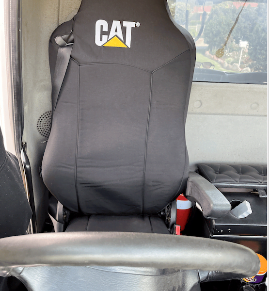 Caterpillar Canvas seat covers fitted to a Hino 500