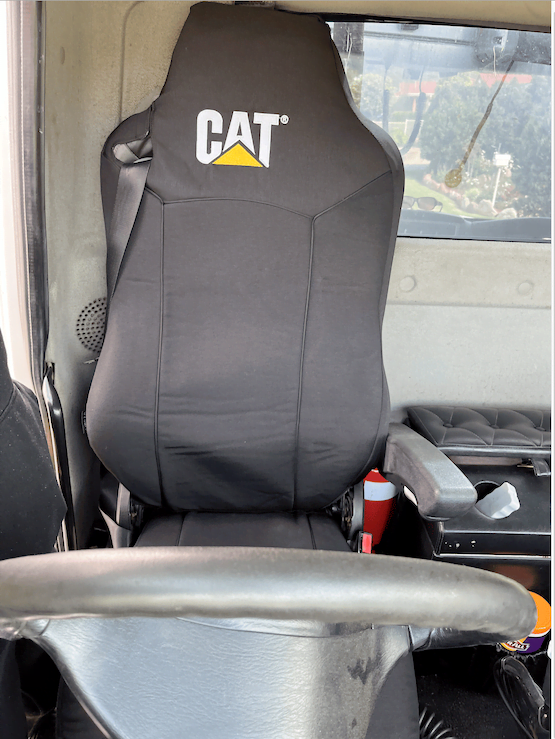Caterpillar Canvas seat covers fitted to a Hino 500