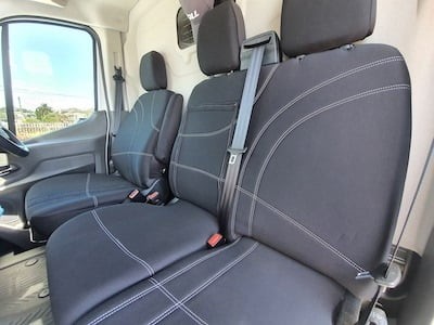 Neoprene seat covers fitted to a Ford Transit Custom
