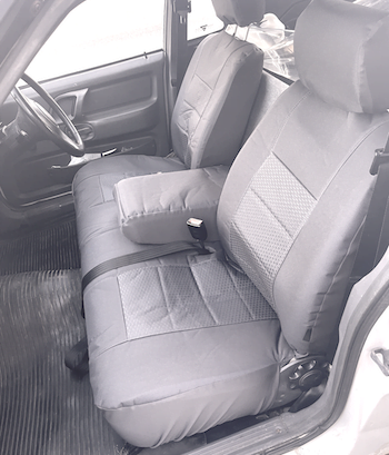 Waterproof Jacquard seat covers fitted to a Ford Falcon