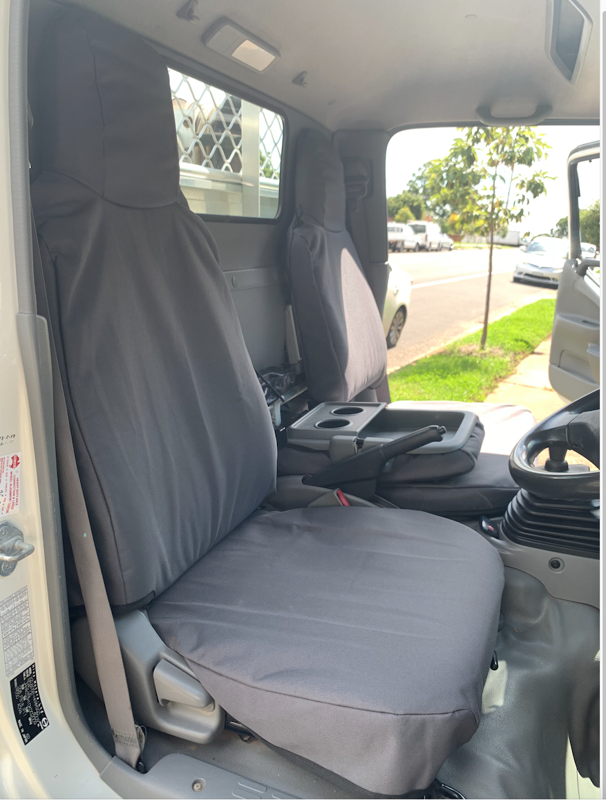 Mitsubishi Fuso Canter Poly Canvas seat covers Poly Canvas seat covers fitted to a Mitsubishi Fuso Canter