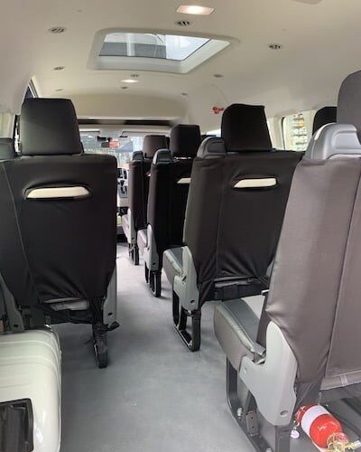 Toyota Hiace seat covers Seat covers fitted to a Toyota Hiace