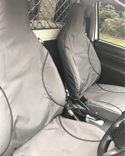Poly Canvas seat covers fitted to a Toyota Hilux