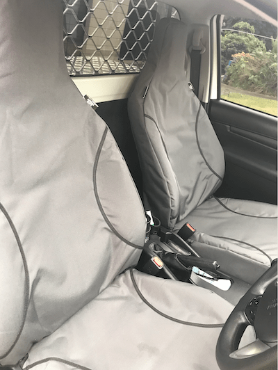 Poly Canvas seat covers fitted to a Toyota Hilux