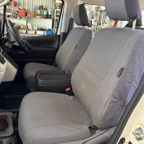 Toyota Hiace seat covers Seat covers fitted to a Toyota Hiace