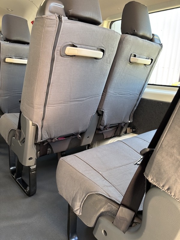 Toyota Hiace seat covers Seat covers fitted to a Toyota Hiace