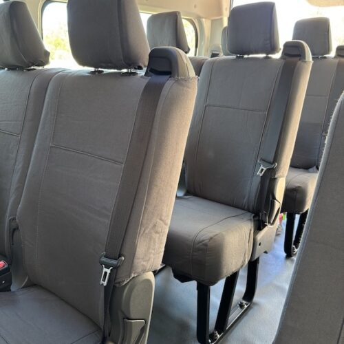 Toyota Hiace seat covers Seat covers fitted to a Toyota Hiace