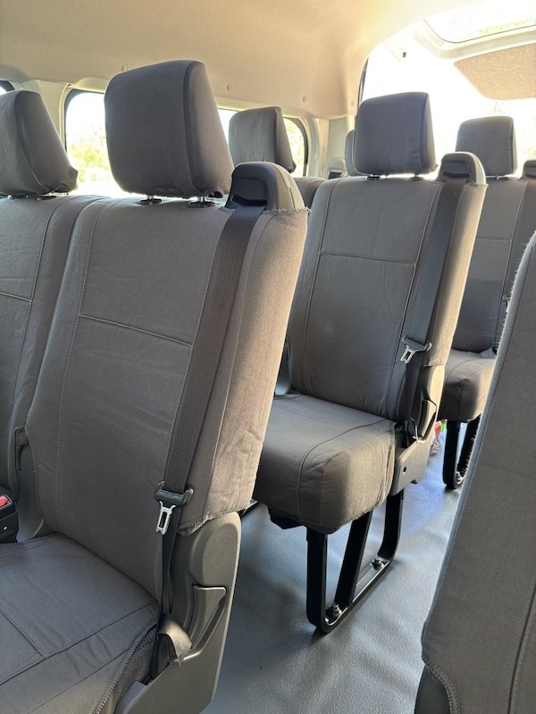 Toyota Hiace seat covers Seat covers fitted to a Toyota Hiace
