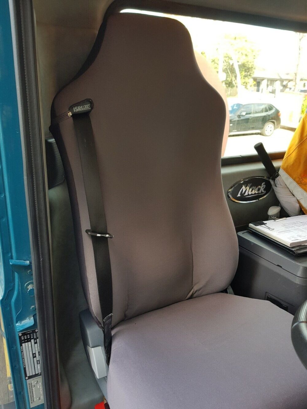 Seat covers fitted to a Hino 500
