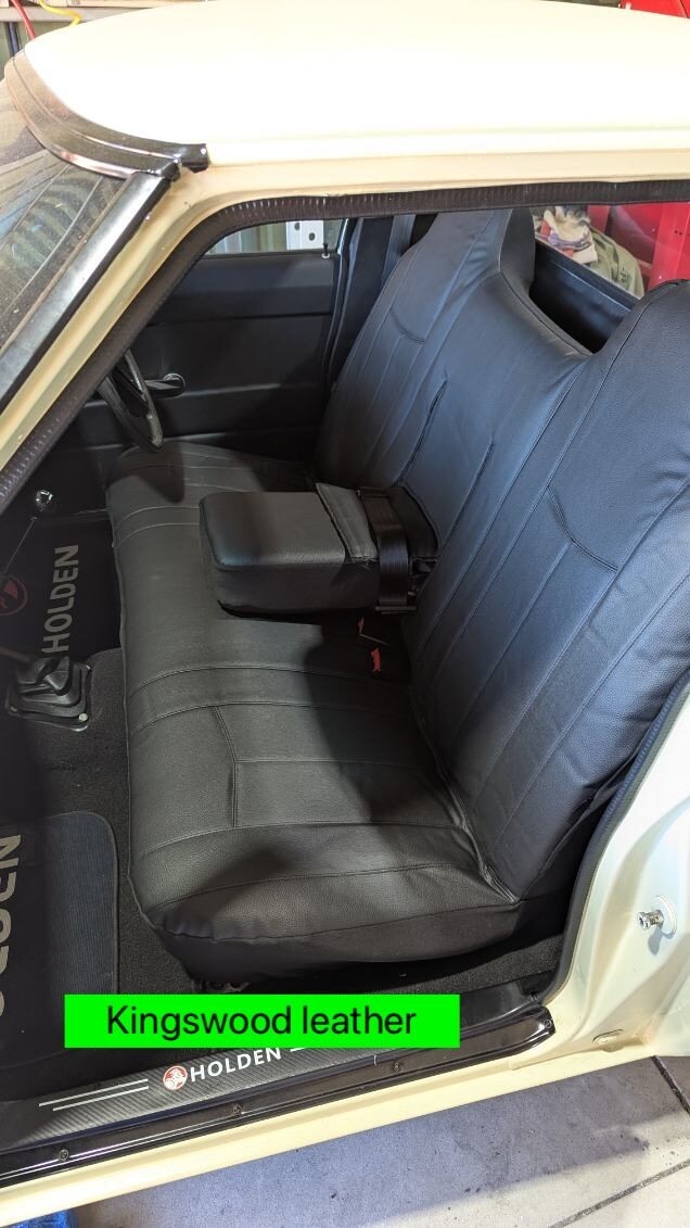 Leather Look seat covers fitted to a Holden Kingswood