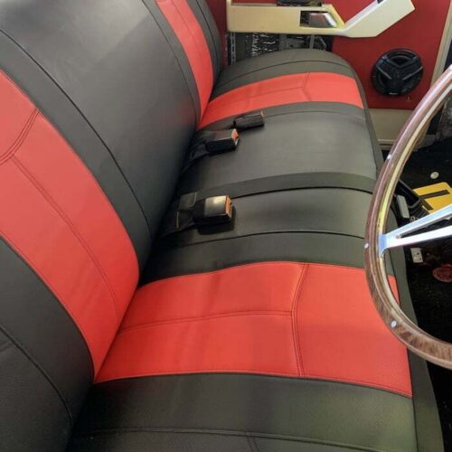 Seat covers fitted to a Holden Kingswood