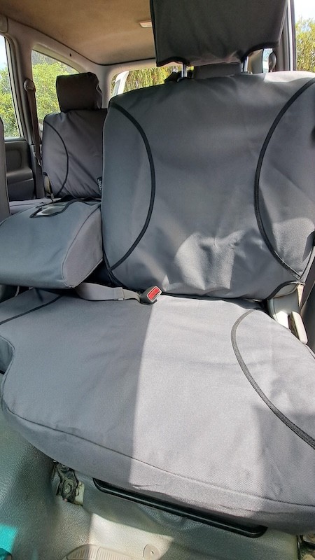 Seat covers fitted to a Toyota Landcruiser SUV