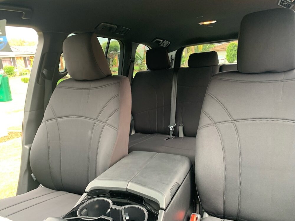 Toyota Landcruiser SUV Neoprene seat covers Neoprene seat covers fitted to a Toyota Landcruiser SUV