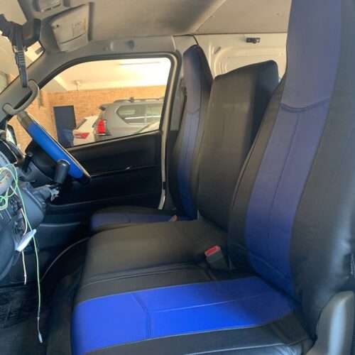 Leather Look seat covers fitted to a Mitsubishi Fuso Canter