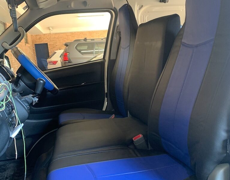 Leather Look seat covers fitted to a Mitsubishi Fuso Canter