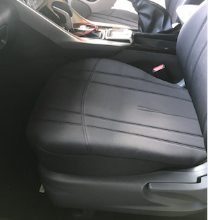 Neoprene seat covers fitted to a Subaru Crosstrek