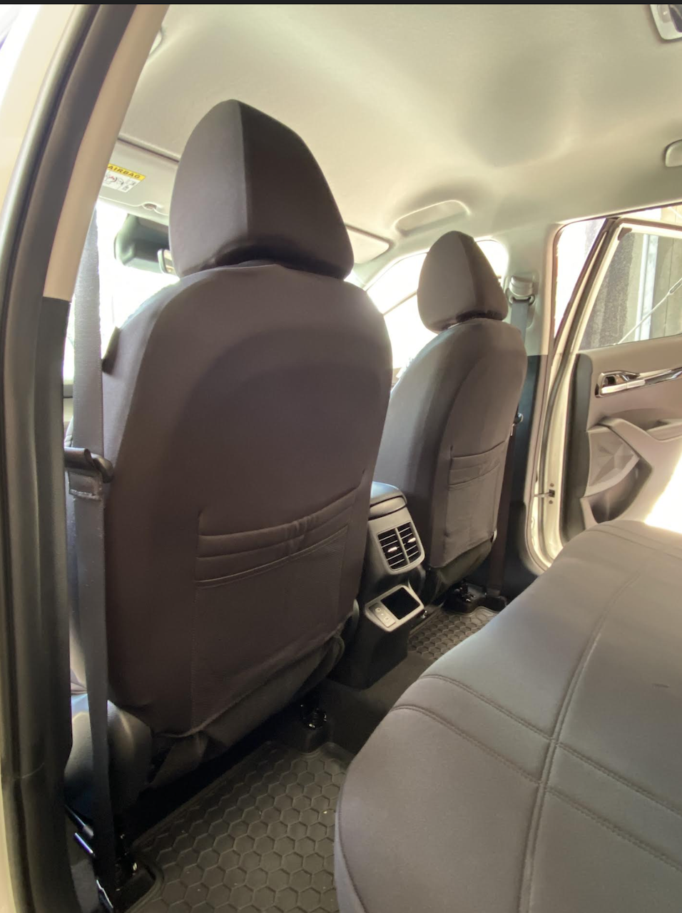 Neoprene seat covers fitted to a Holden Commodore Sedan