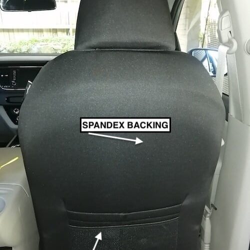 Neoprene seat covers fitted to a Mitsubishi Fuso Fighter