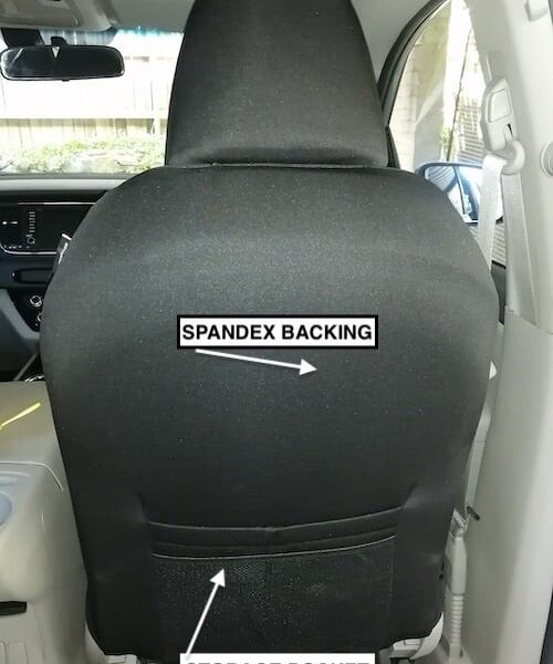 Neoprene seat covers fitted to a Mitsubishi Fuso Fighter