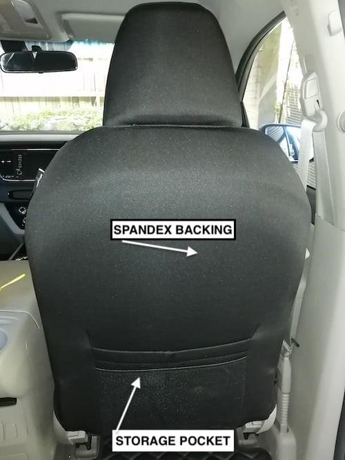 Neoprene seat covers fitted to a Mitsubishi Fuso Fighter