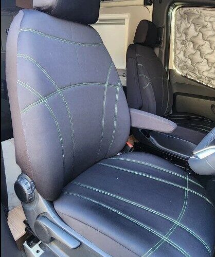 Neoprene seat covers fitted to a Mercedes Sprinter