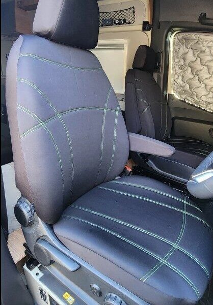 Neoprene seat covers fitted to a Mercedes Sprinter