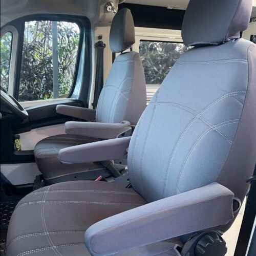 Neoprene seat covers fitted to a Fiat Ducato