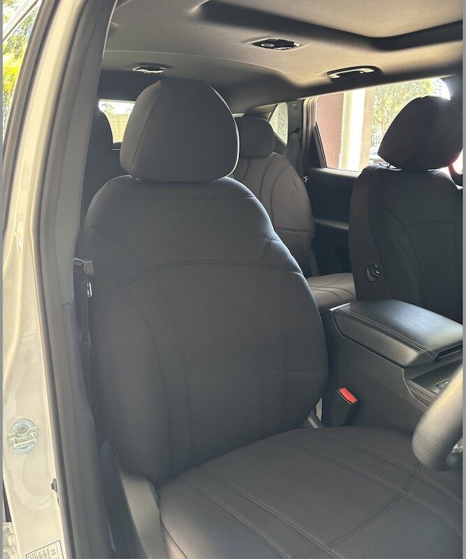 Neoprene seat covers fitted to a Ssangyong Rexton