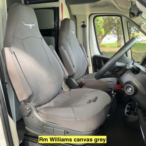 R.M. Williams Canvas seat covers fitted to a Fiat Ducato