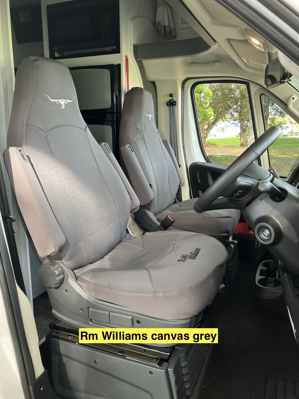 R.M. Williams Canvas seat covers fitted to a Fiat Ducato