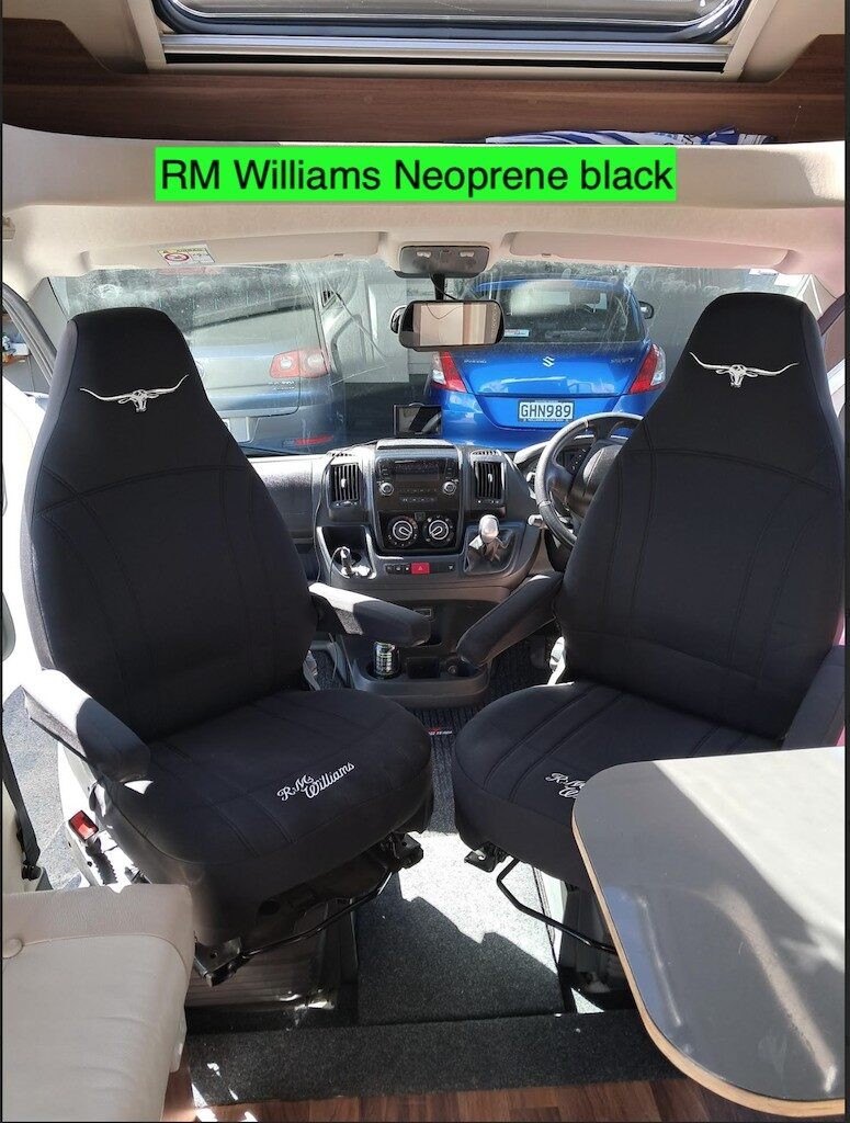 R.M. Williams Neoprene seat covers fitted to a Fiat Ducato