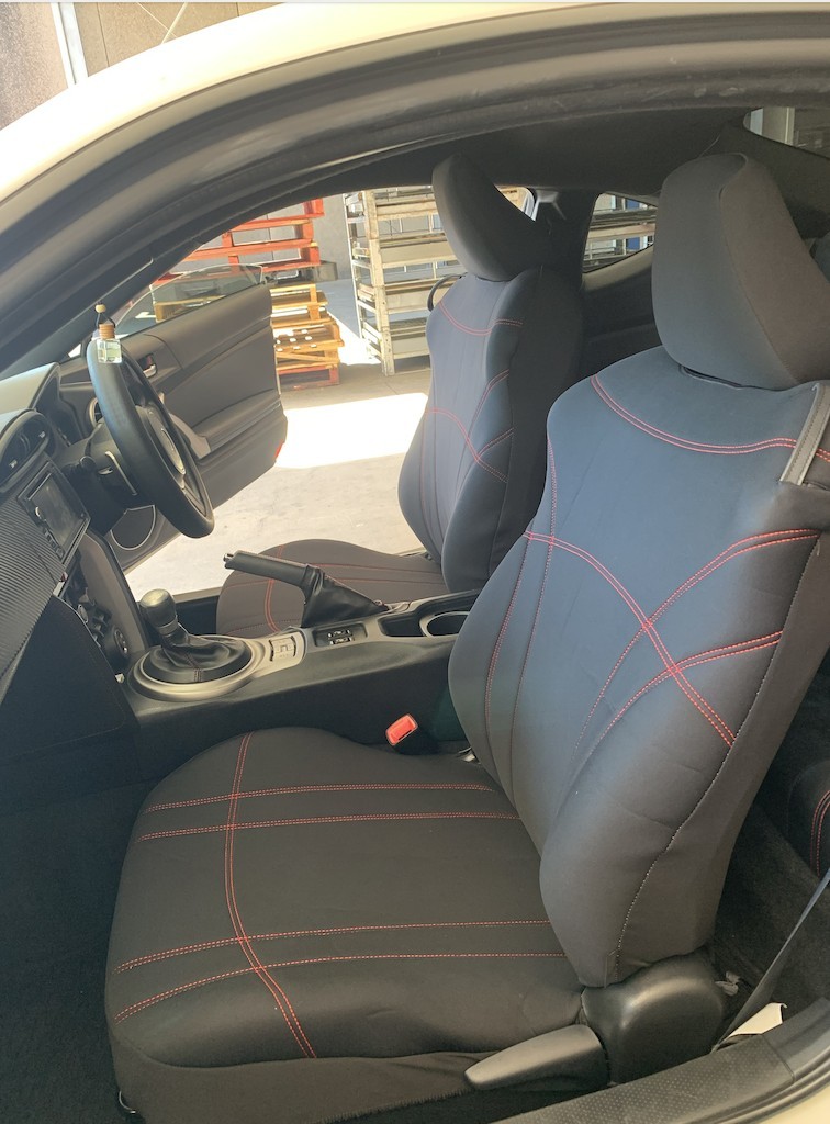 Toyota 86 Neoprene seat covers Neoprene seat covers fitted to a Toyota 86