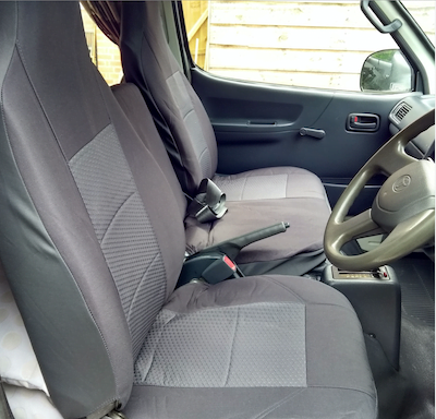 Mitsubishi Fuso Canter Waterproof Jacquard seat covers Waterproof Jacquard seat covers fitted to a Mitsubishi Fuso Canter