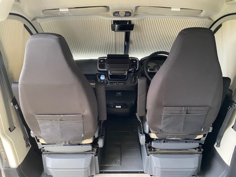 Seat covers fitted to a Fiat Ducato
